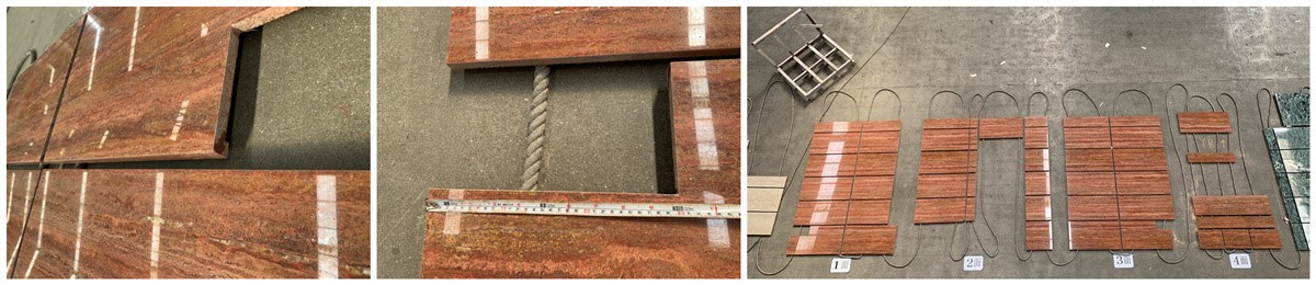 Red travertine stone tiles