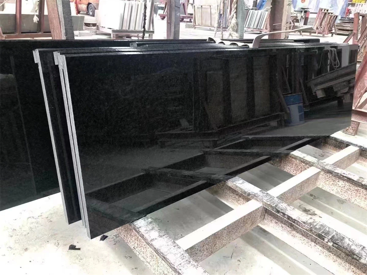 Polished Black granite tile countertop
