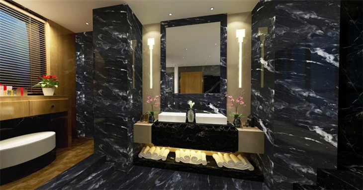 ब्लैक मार्बल टाइल्स बाथरूम