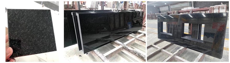 काले ग्रेनाइट के साथ रसोई